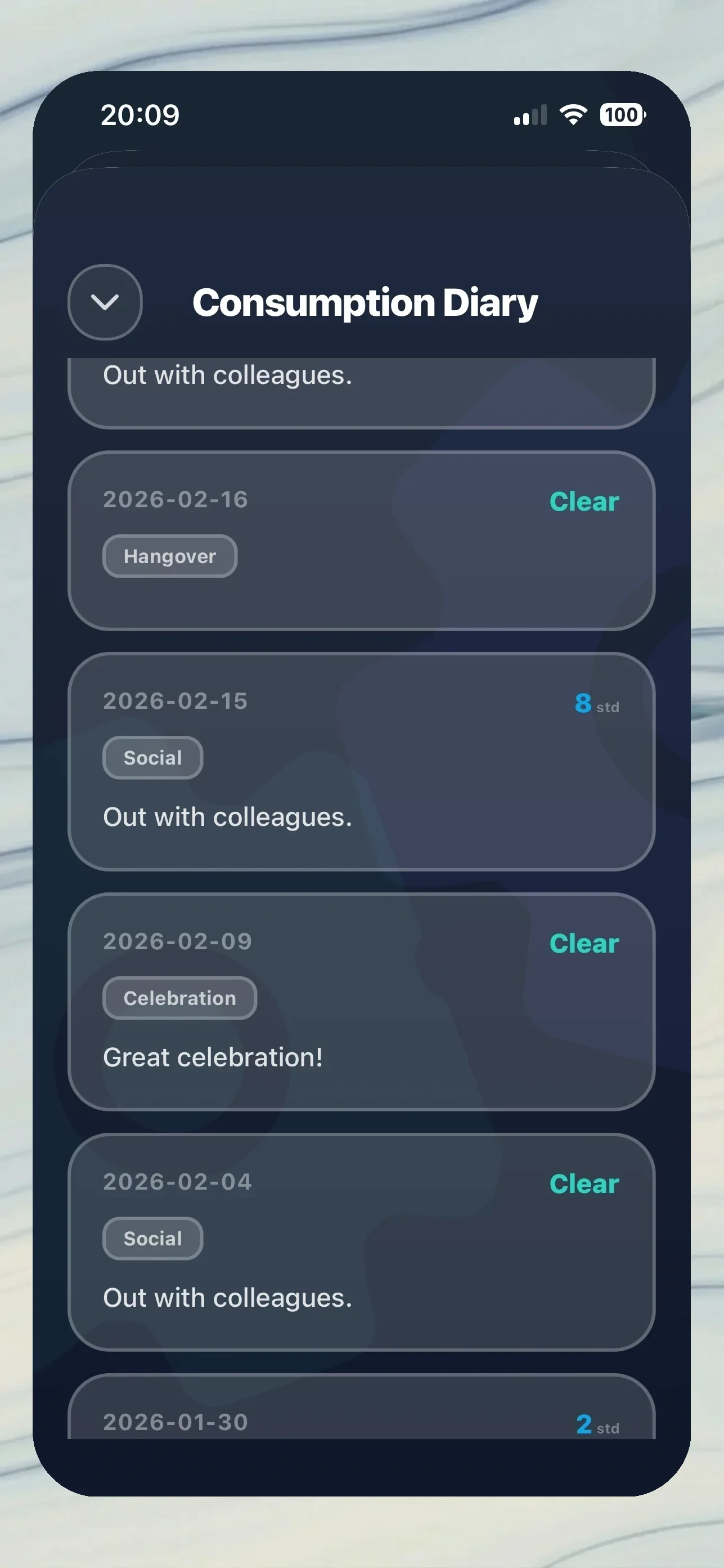Relimie Diary – emotional trigger tags